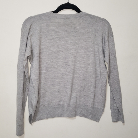 Allude 100% Virgin Wool Ribbed Grey Knit Sweater - Picture 4 of 12